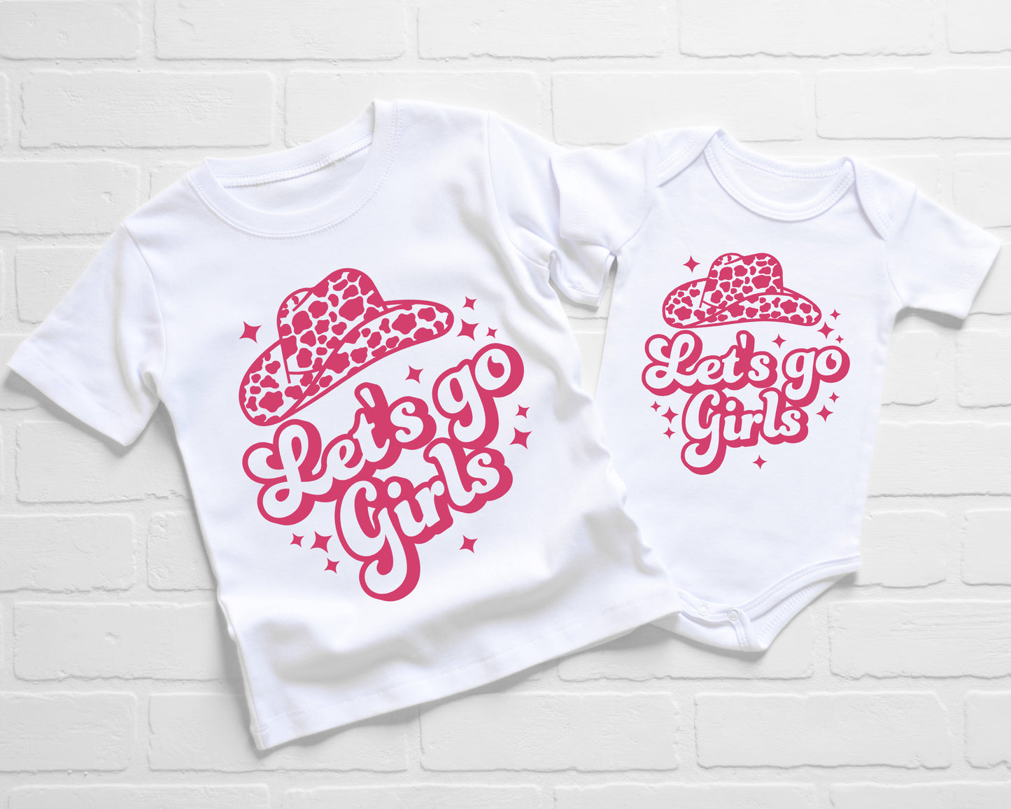 'Let's Go Girls' Pink Cowgirl Hat Sweatshirt / T-Shirt for Adults and Kids / Cowgirl Hen Do Party Tops