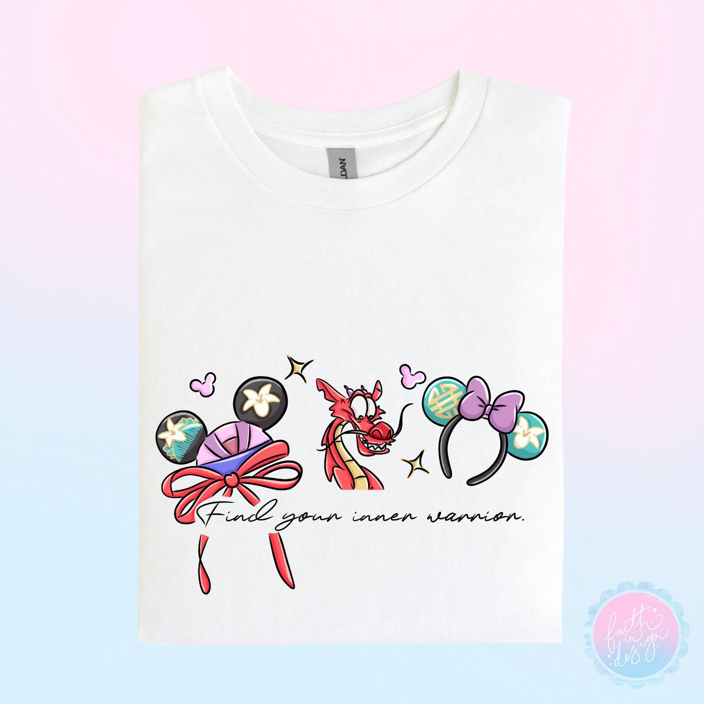 Mulan "Find Your Inner Warrior" Character Hat Ear Design T-Shirt