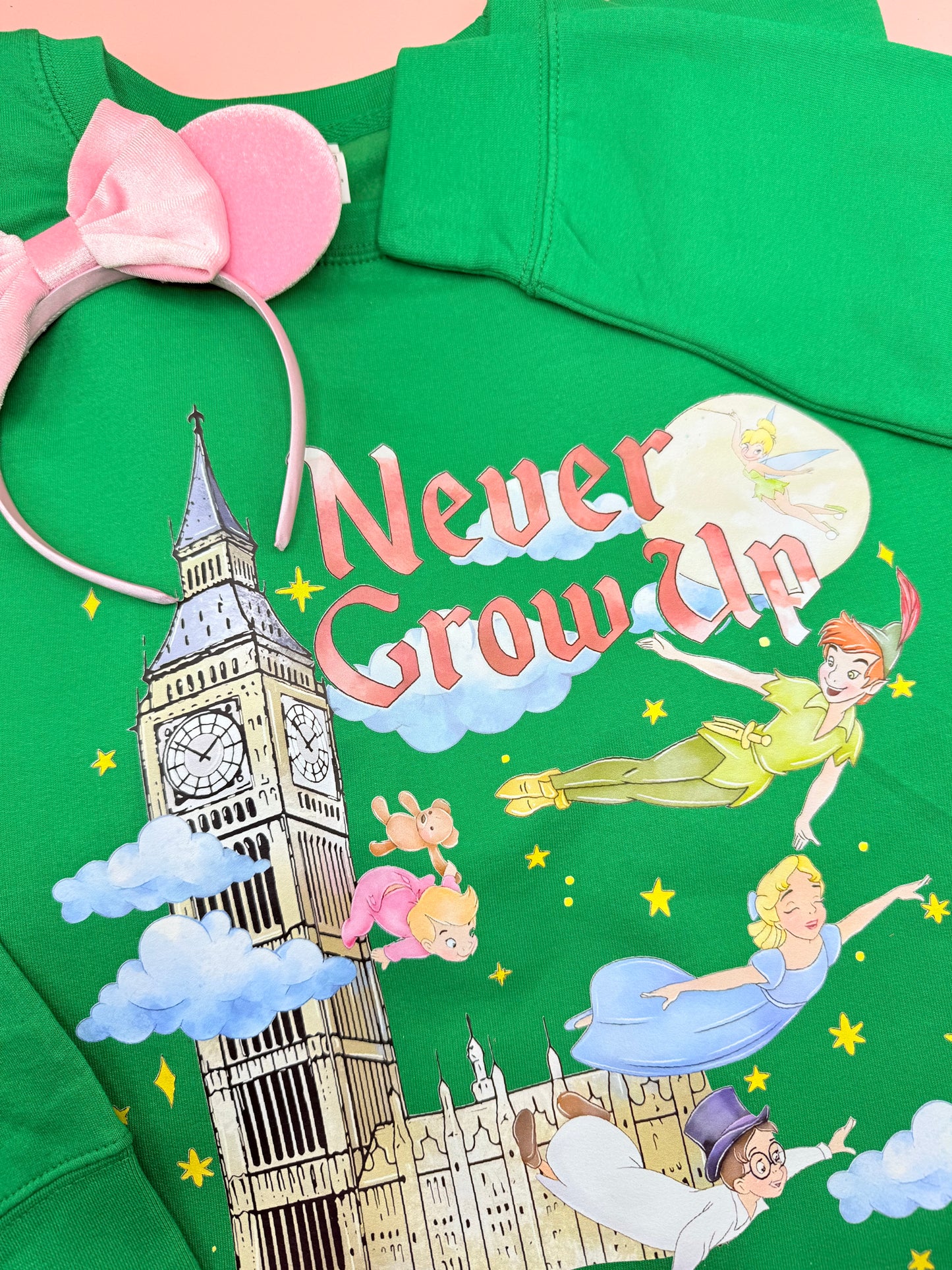 'Never Grow Up' Peter Pan Sweatshirt Jumper: Kids and Adult Sizes