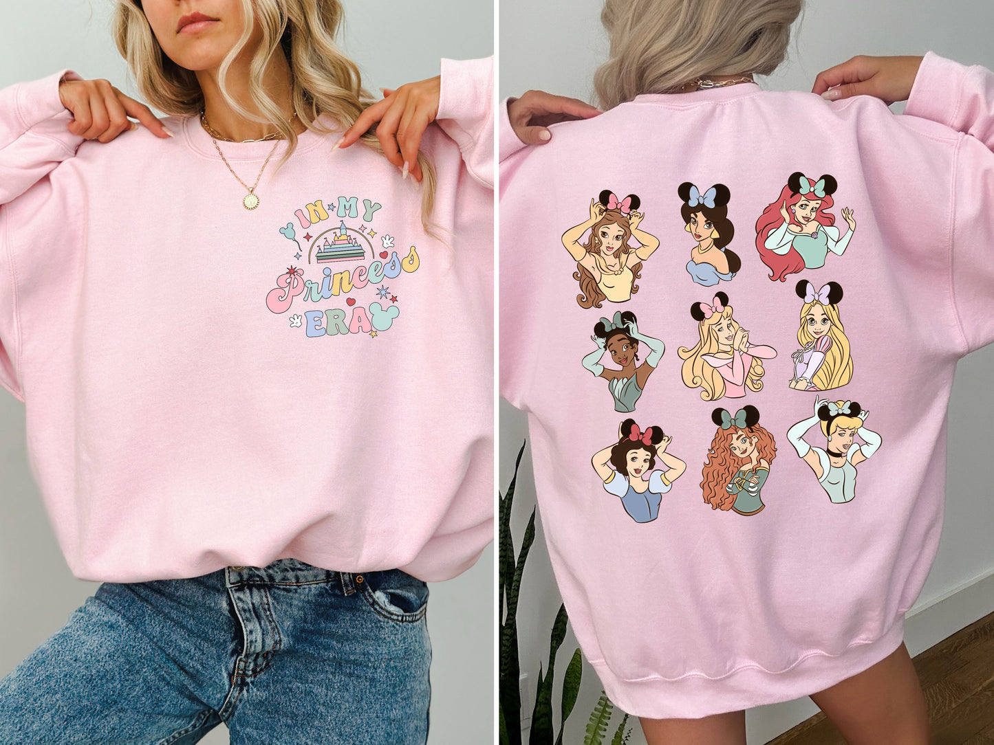 'In My Princess Era' Double Sided Print Pink Jumper: Adults