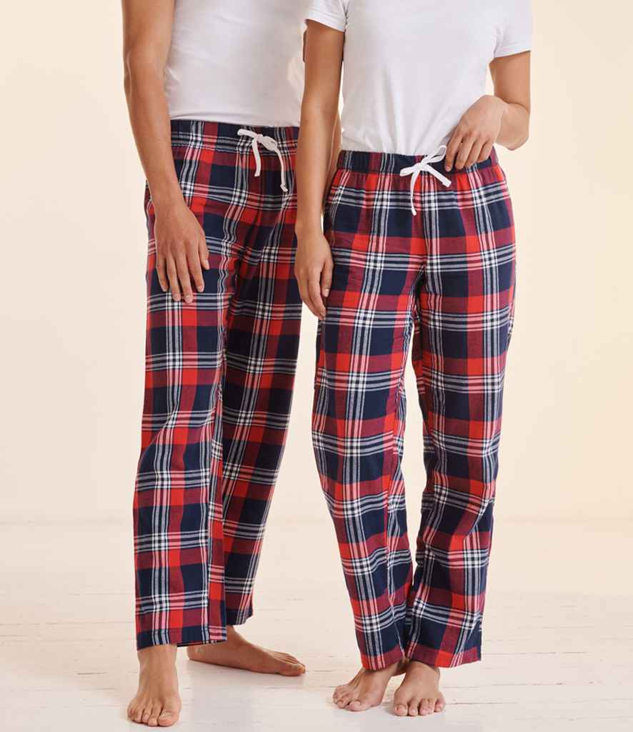 Red and Navy Tartan Adults Pyjama Bottoms - Men and Womens