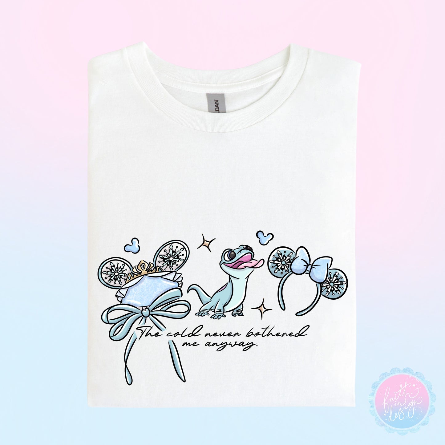 Elsa "The Cold Never Bothered Me Anyway" Character Hat Ear Design T-Shirt