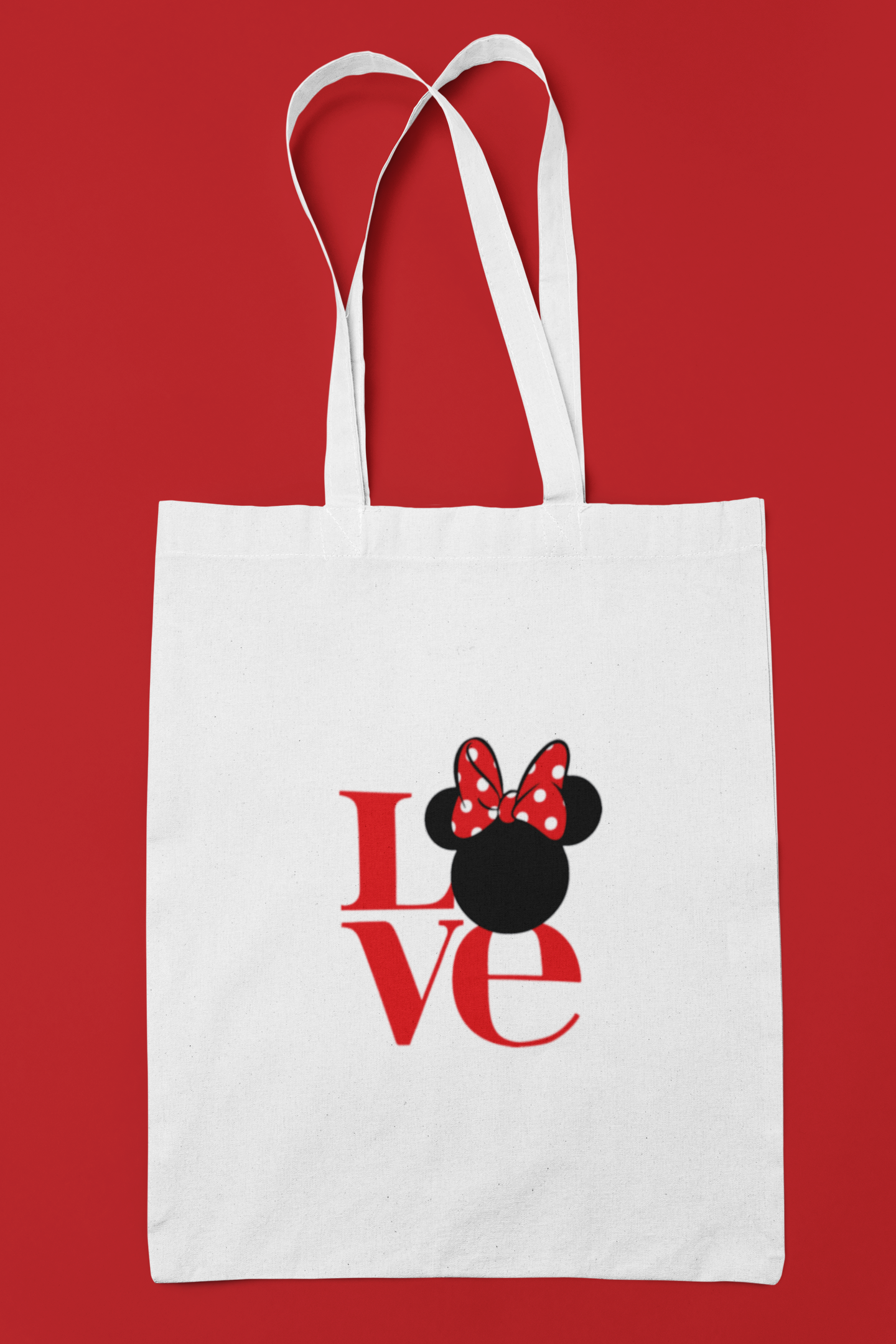 Love Minnie Mouse Ears Cotton Tote Bag - Pink or White