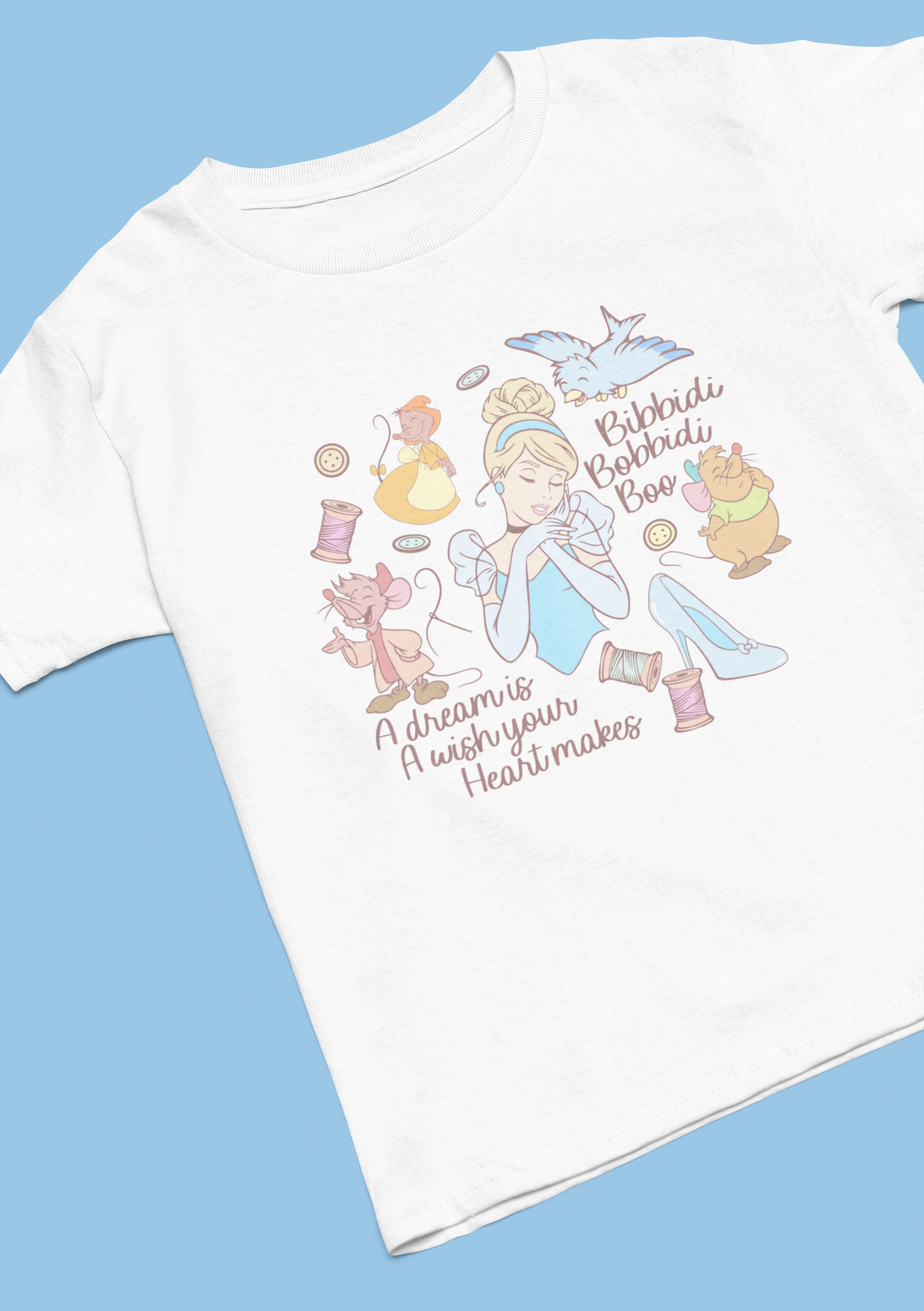 Cinderella Bibbidi Bobbidi Boo White T-Shirt: Adult and Kids Sizes