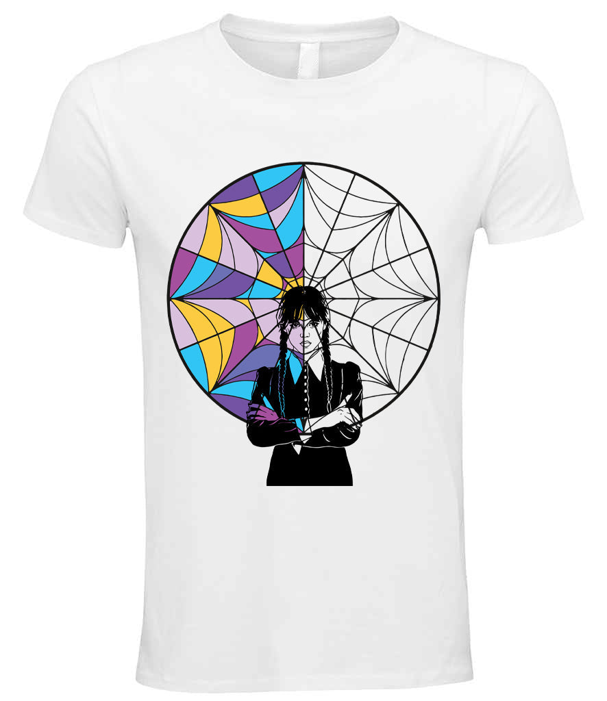 Wednesday Addams Inspired Stained Glass Coloured Window Sweatshirt or T-Shirt - Kids and Adults