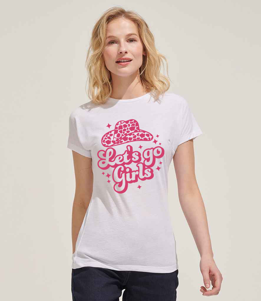 'Let's Go Girls' Pink Cowgirl Hat Sweatshirt / T-Shirt for Adults and Kids / Cowgirl Hen Do Party Tops