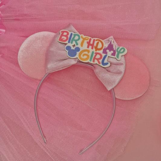 Pink Birthday Girl Mouse Ears