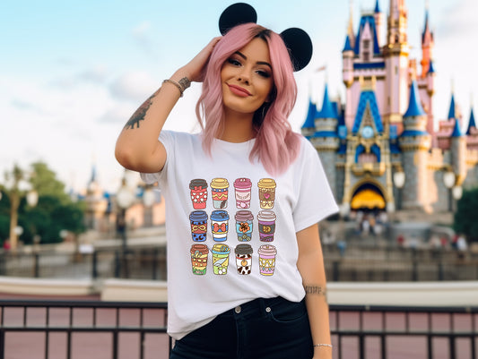 Coffee Cup Characters T-Shirt: Adults