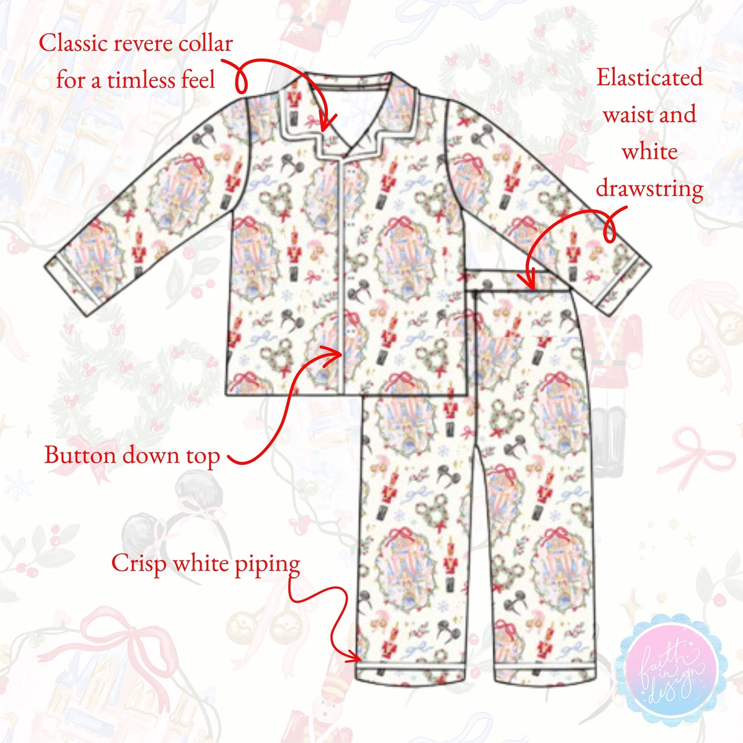 PRE-ORDER ONLY: Magical Christmas Castle Pyjamas: Kids and Adult Sizes