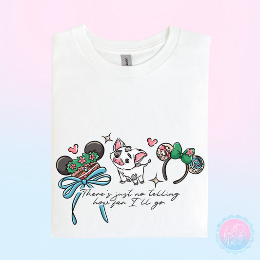 Moana "There’s Just No Telling How Far I’ll Go” Character Hat Ear Design T-Shirt