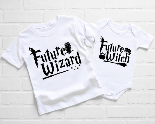 Future Witch or Wizard Magical Halloween Baby Vest, Sleepsuit or Kids T-Shirt