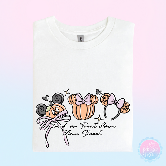 Halloween "Trick or Treat on Main St" Ear Design T-Shirt
