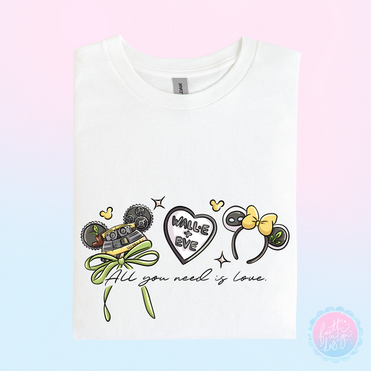Wall-E “All You Need Is Love” Ear Design T-Shirt