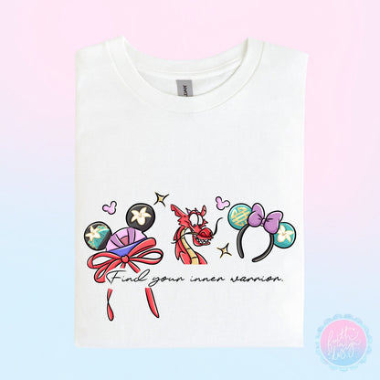 Mulan "Find Your Inner Warrior" Character Hat Ear Design T-Shirt