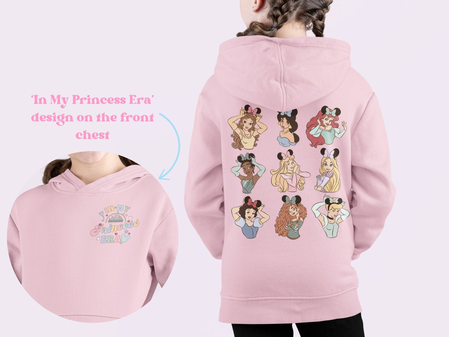 'In My Princess Era' Double Sided Print Pink Hoodie: Kids