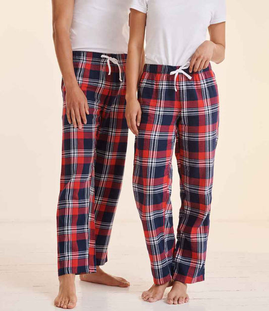 Red and Navy Tartan Adults Pyjama Bottoms - Men and Womens