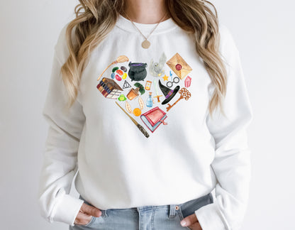 Magical School of Witchcraft and Wizardry Heart Adults Jumper or T-Shirt - Magic School Supplies