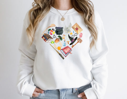 Magical School of Witchcraft and Wizardry Heart Adults Jumper or T-Shirt - Magic School Supplies