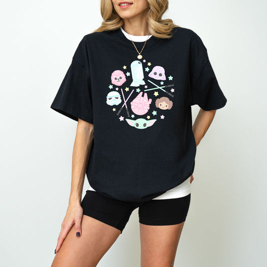 Adult's Pastel Star Wars Black T-Shirt