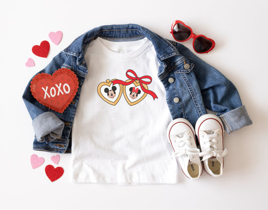 Mouses in Love Heart Locket Kids T-Shirt