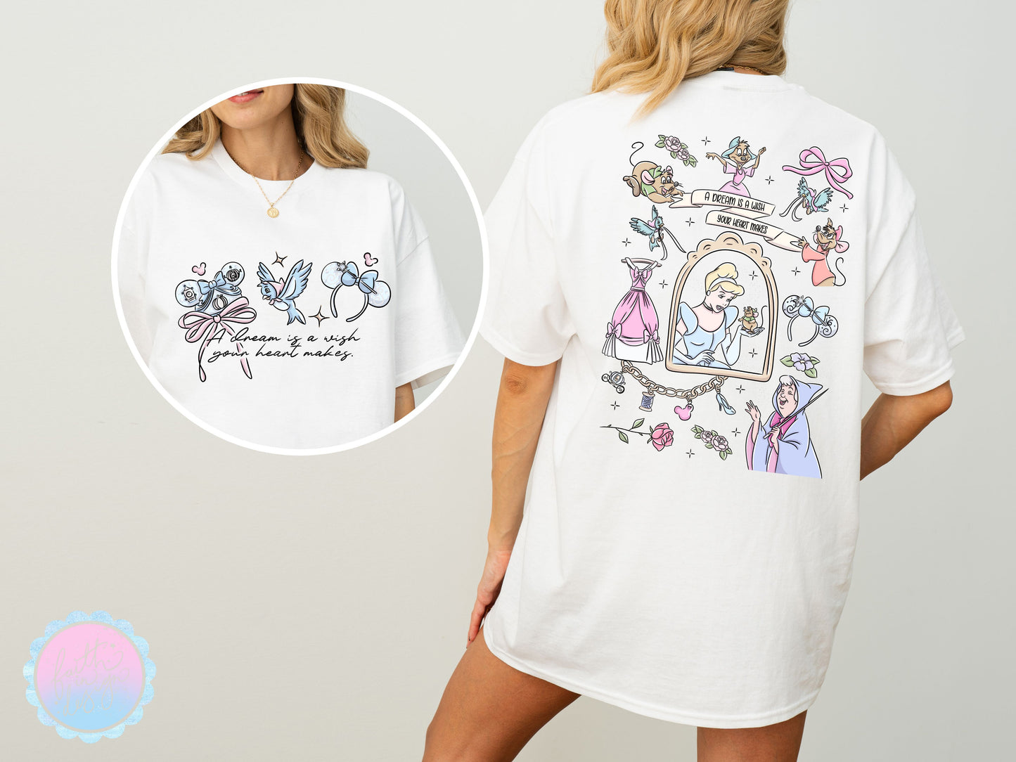 Cinderella Full Design - Double Sided Print T-Shirt