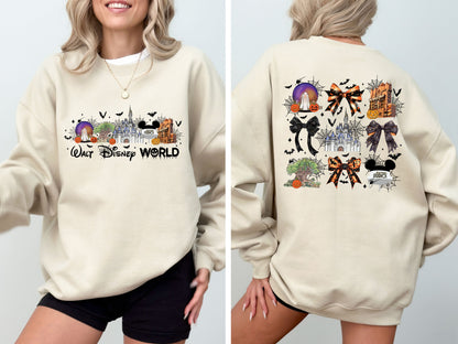 Halloween Walt Disney World Attractions Front and Back Print Sweatshirt