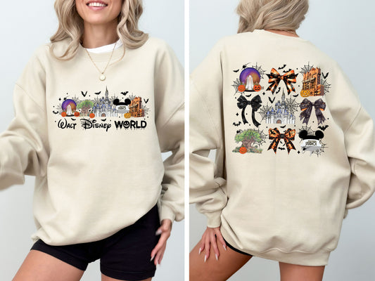 Halloween Walt Disney World Attractions Front and Back Print Sweatshirt