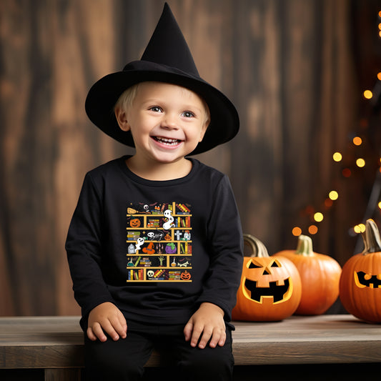 HALLOWEEN 2024: Spooky Bookshelf Kids Sweatshirt
