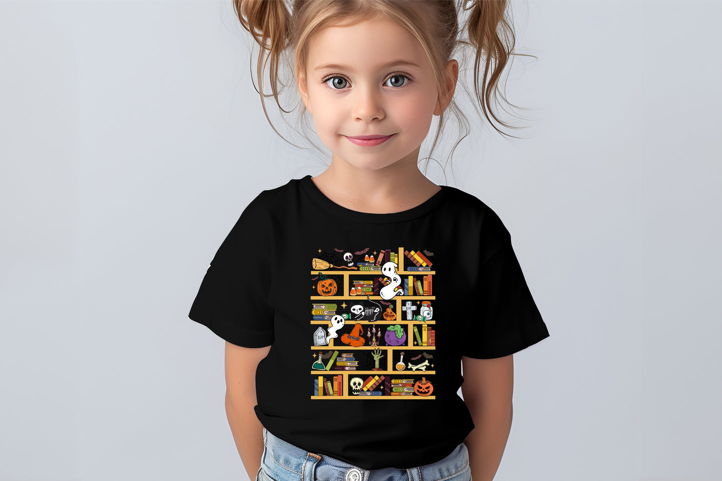 HALLOWEEN 2024: Spooky Bookshelf Kids T-Shirt