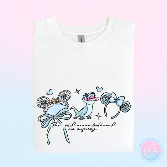Elsa "The Cold Never Bothered Me Anyway" Character Hat Ear Design T-Shirt