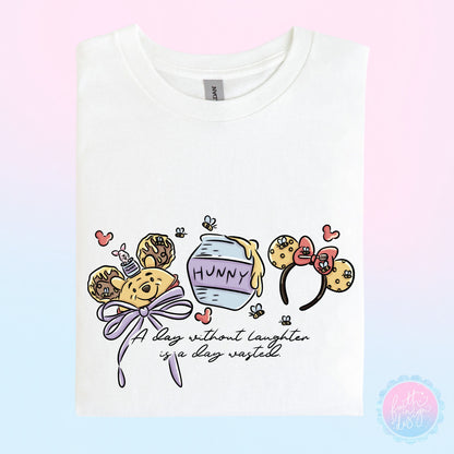 Winnie The Pooh "A Day Without Laughter, Is A Day Wasted" Ear Design T-Shirt