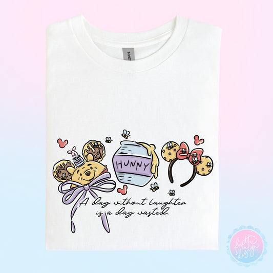 Winnie The Pooh "A Day Without Laughter, Is A Day Wasted" Ear Design T-Shirt