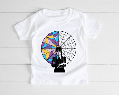 Wednesday Addams Inspired Stained Glass Coloured Window Sweatshirt or T-Shirt - Kids and Adults