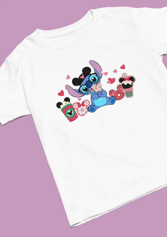 Snacks in a Stitch Valentines T-Shirt: Adults and Kids Sizes