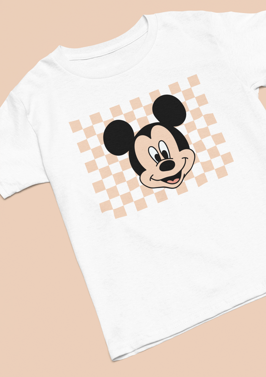 Mouse Chequered Retro T-Shirt : Kids and Adults Sizes