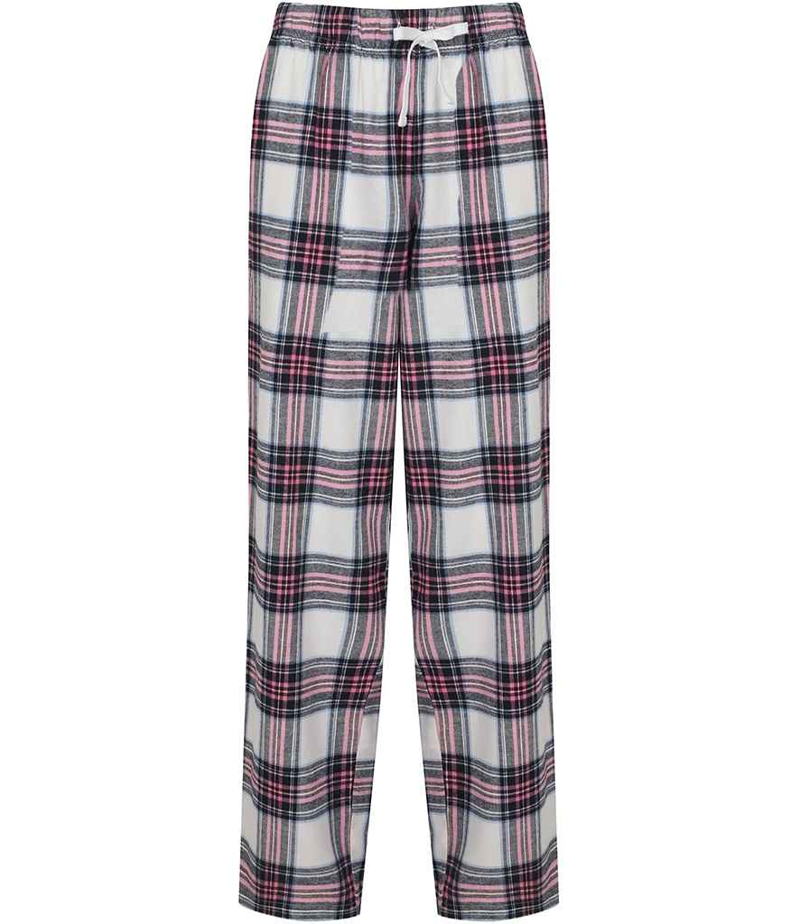 Pink and White Tartan Adults Pyjama Bottoms - Womens