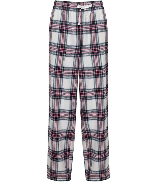 Pink and White Tartan Adults Pyjama Bottoms - Womens