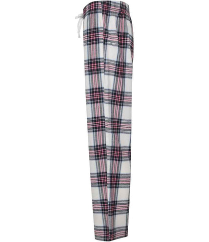 Pink and White Tartan Adults Pyjama Bottoms - Womens