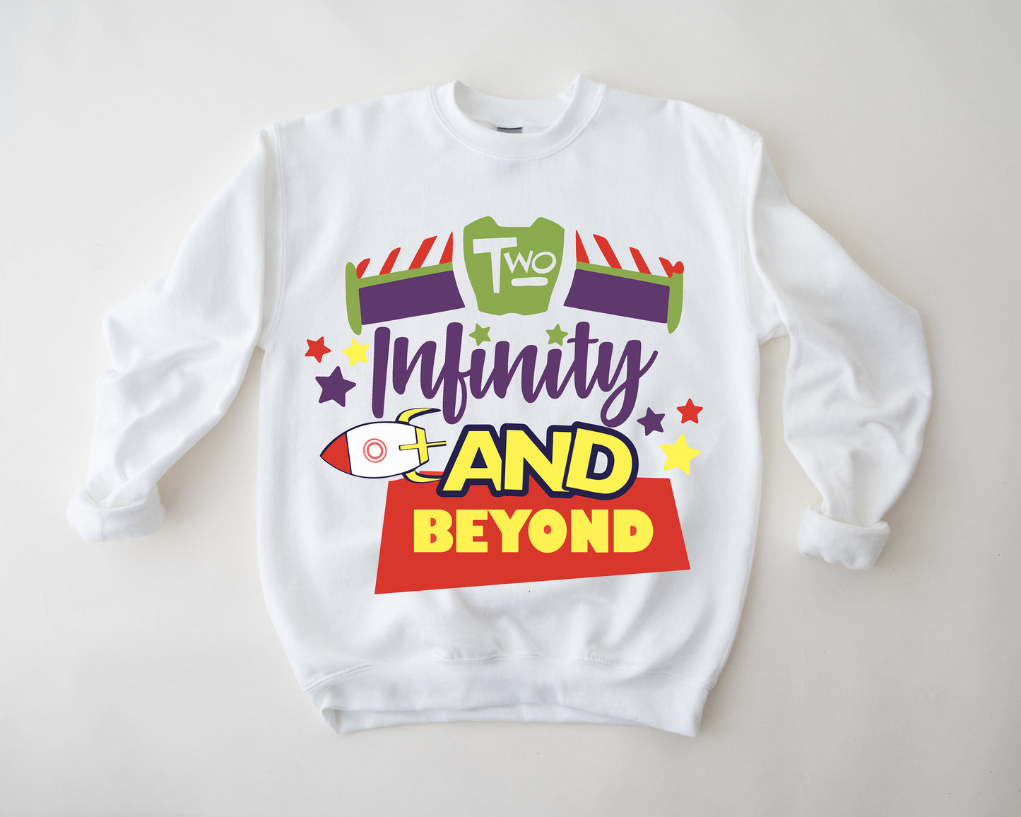 Two Infinity and Beyond Kids Birthday T-Shirt, Space Ranger Rocket T-Shirt or Long Sleeve Jumper